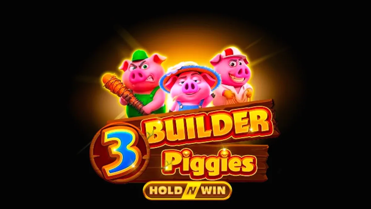 Tampilan visual slot 3 Builder Piggies dengan karakter babi dan latar pedesaan